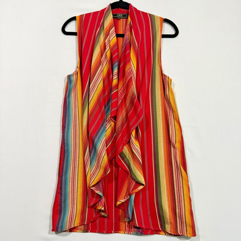 Lucky Blessed L&B Cardigan S Womens Striped Cotton Draped Kimono Vest Western
